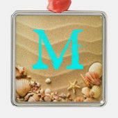 Beach Seashells Hawaii Monogram Initial Ornament (Vorne)