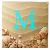 Beach Seashells Hawaii Sand Monogram Display Tile Fliese (Vorderseite)