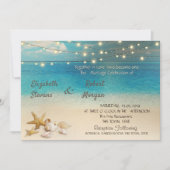 Beach Seashells Lights Hochzeitseinladung Einladung (Vorderseite)