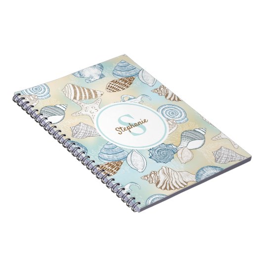 Beach Seashells Monogram Name Notizblock (Rechte Seite)