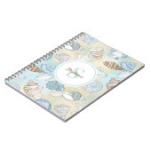 Beach Seashells Monogram Name Notizblock (Linke Seite)