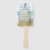 Beach Seashells-Nachricht in einer FlaschenWedgepa Fächer (Vorderseite)