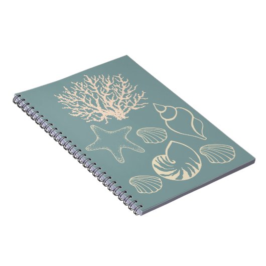 Beach Seashells Nautical Journal Notebook Geschenk Notizblock (Rechte Seite)