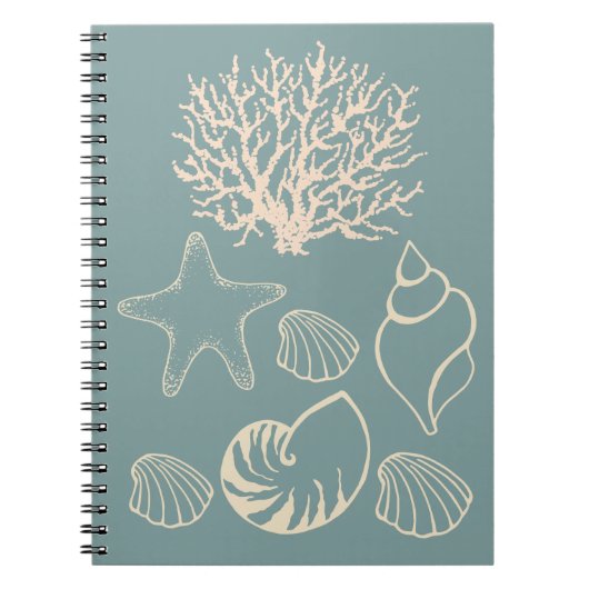 Beach Seashells Nautical Journal Notebook Geschenk Notizblock (Vorderseite)