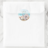 Beach SeaShells | Nautical Wedding Monogram Runder Aufkleber (Tasche)