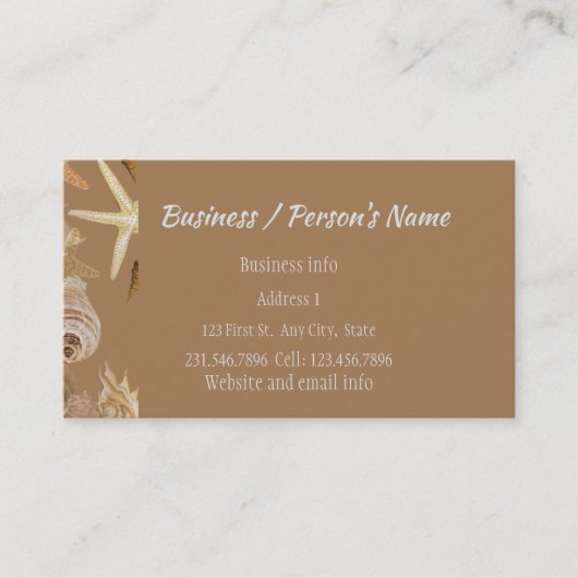 Beach Seashells Ocean Sea Vacation Holiday Custom Visitenkarte (Vorderseite)