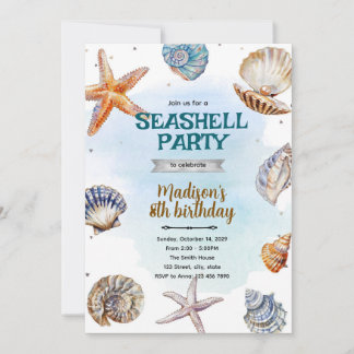 Beach Seashells Party Invitation Einladung