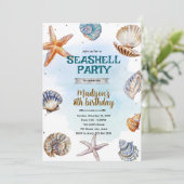Beach Seashells Party Invitation Einladung (Stehend Vorderseite)