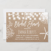 Beach Seashells Rustic Kraft Brautparty Einladung (Vorderseite)