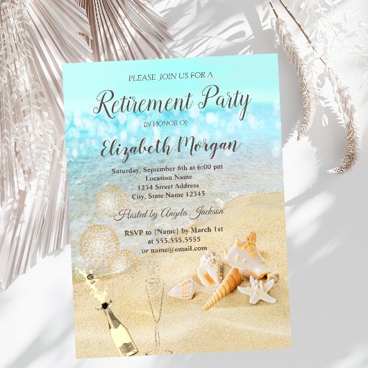 Beach Seashells Sand Balloons, Weinvorrat Einladung
