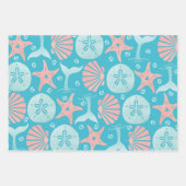 Beach Seashells Sand Dollar Starfish Whale Geschenkpapier Set (Vorderseite 3)