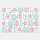 Beach Seashells Sand Dollar Starfish Whale Geschenkpapier Set (Vorderseite 2)