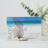 Beach Seashells Sand Hochzeit in Urlaubsort UAWG RSVP Karte (Stehend Vorderseite)