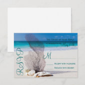 Beach Seashells Sand Hochzeit in Urlaubsort UAWG RSVP Karte (Vorne/Hinten)