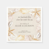 Beach Seashells Sand Liebe Sea Wedding Serviette (Vorderseite)