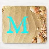 Beach Seashells Sand Monogram Initial Mouse Pad Mousepad (Vorne)