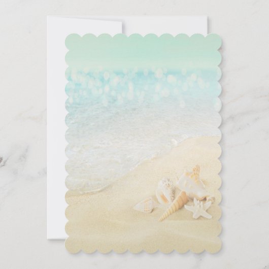 Beach Seashells Sand Save the Date (Rückseite)