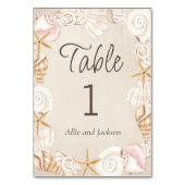 Beach Seashells Sand Seaside Reception Tischnummer (Vorderseite)