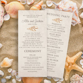 Beach Seashells Sand Wedding Program Brautparty