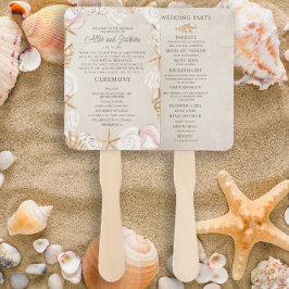 Beach Seashells Sand Wedding Program Brautparty Fächer