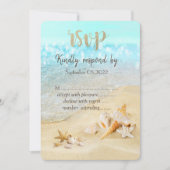 Beach Seashells Sand Wedding RSVP Einladung (Vorderseite)