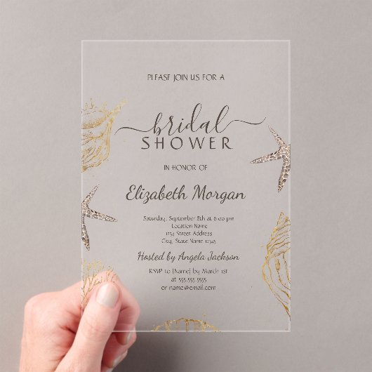 Beach Seashells Sea Sand Brautparty Acryleinladungen (Insitu (Handheld))