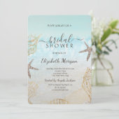 Beach Seashells Sea Sand Brautparty Einladung (Stehend Vorderseite)