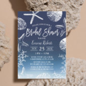 Beach Seashells Starfish Navy Ombre Brautparty Einladung