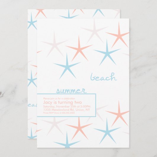 Beach Seashells Summer Party Einladung (Vorne/Hinten)