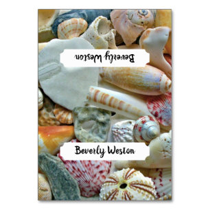 Beach Seashells Tented Platzkarten Name Template Tischnummer