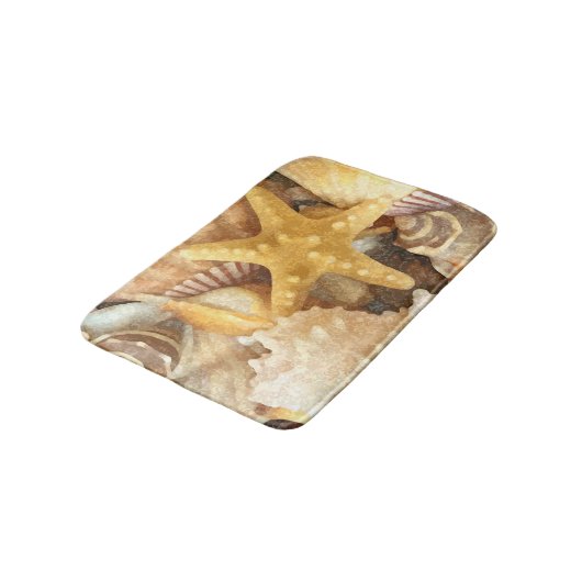 Beach Seashells Thema Badematte (Schrägansicht)