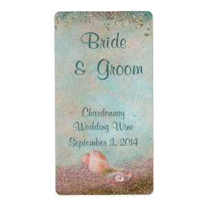 Beach Seashells und Glitzer Hochzeitswein