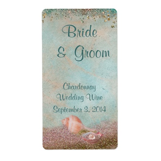 Beach Seashells und Glitzer Hochzeitwein (Vorne)
