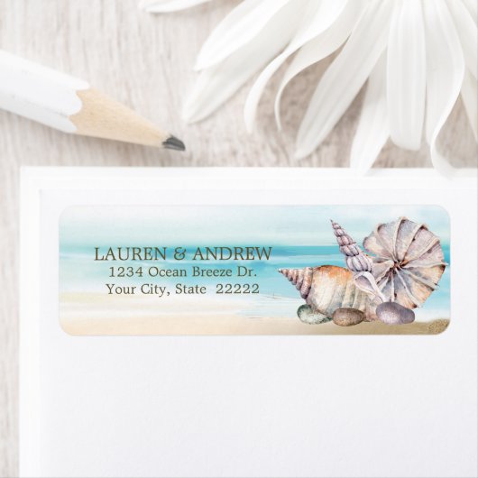 Beach Seashells Wasserfarbe Wasserfarbene Rücksend (Insitu)