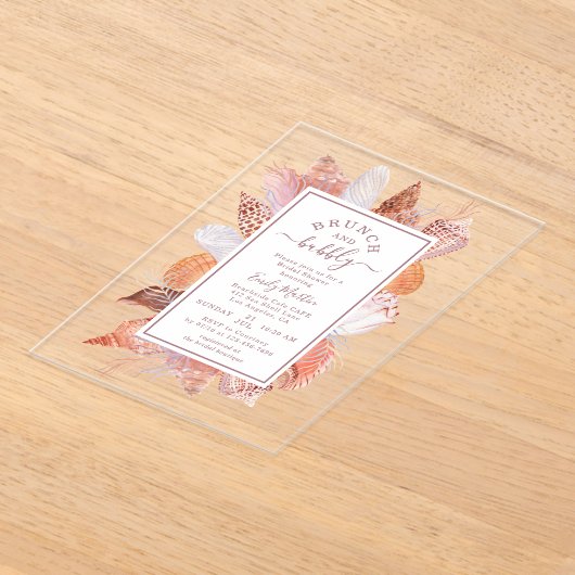 Beach Seashells Wasserfarben Coastal Chic Hochzeit Acryleinladungen (Ablage )