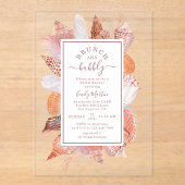 Beach Seashells Wasserfarben Coastal Chic Hochzeit Acryleinladungen (Vorderseite)