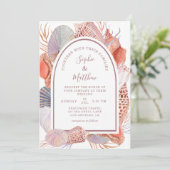 Beach Seashells Wasserfarben Coastal Chic Hochzeit Einladung (Stehend Vorderseite)