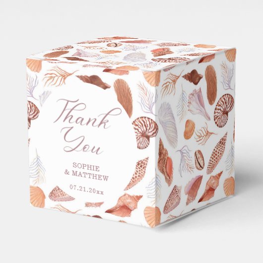 Beach Seashells Wasserfarben Coastal Chic Hochzeit Geschenkschachtel (Vorderseite)