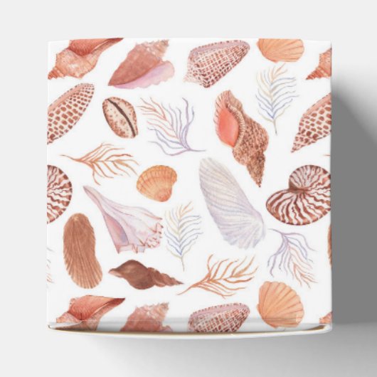 Beach Seashells Wasserfarben Coastal Chic Hochzeit Geschenkschachtel (Oben)