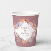 Beach Seashells Wasserfarben Coastal Chic Hochzeit Pappbecher (Rückseite)