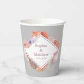 Beach Seashells Wasserfarben Coastal Chic Hochzeit Pappbecher (Rückseite)