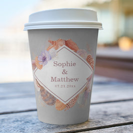Beach Seashells Wasserfarben Coastal Chic Hochzeit Pappbecher
