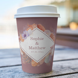 Beach Seashells Wasserfarben Coastal Chic Hochzeit Pappbecher