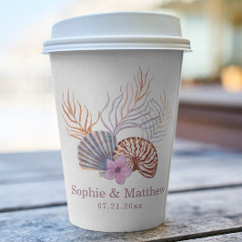 Beach Seashells Wasserfarben Coastal Chic Hochzeit Pappbecher