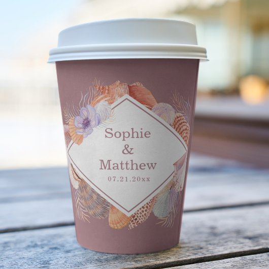 Beach Seashells Wasserfarben Coastal Chic Hochzeit Pappbecher