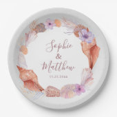 Beach Seashells Wasserfarben Coastal Chic Hochzeit Pappteller (Vorderseite)