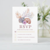 Beach Seashells Wasserfarben Coastal Chic Hochzeit RSVP Karte (Stehend Vorderseite)