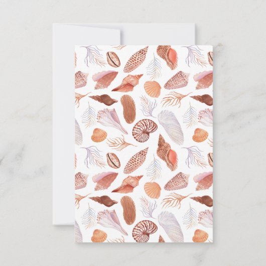 Beach Seashells Wasserfarben Coastal Chic Hochzeit RSVP Karte (Rückseite)