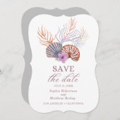 Beach Seashells Wasserfarben Coastal Chic Hochzeit Save The Date (Vorne/Hinten)