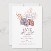 Beach Seashells Wasserfarben Coastal Chic Hochzeit Save The Date (Vorderseite)